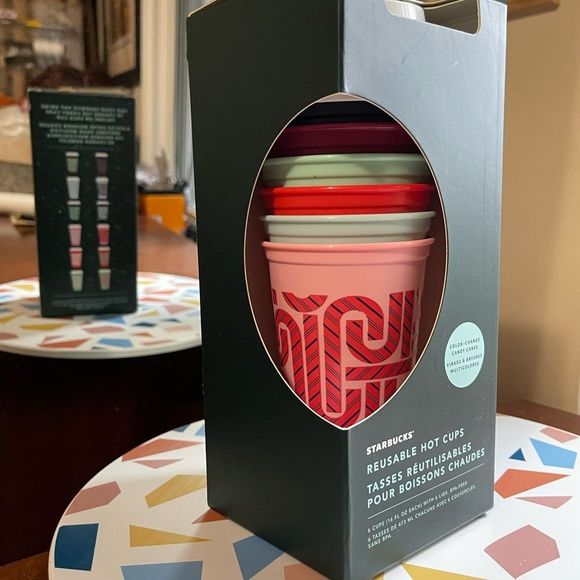 Starbucks Accessories New Setstarbucks 220 Holiday Box Of 6 Candy Cane Color Changing Hot